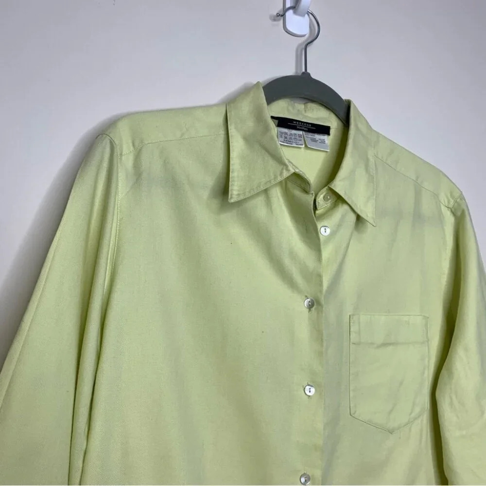 Vintage Weekend MaxMara Mint Green 3/4 Sleeves Button Front Shirt Size Large - Picture 3 of 11
